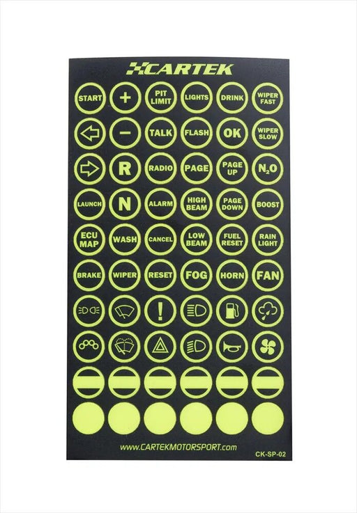 Cartek UV Wireless Control Label Sheet