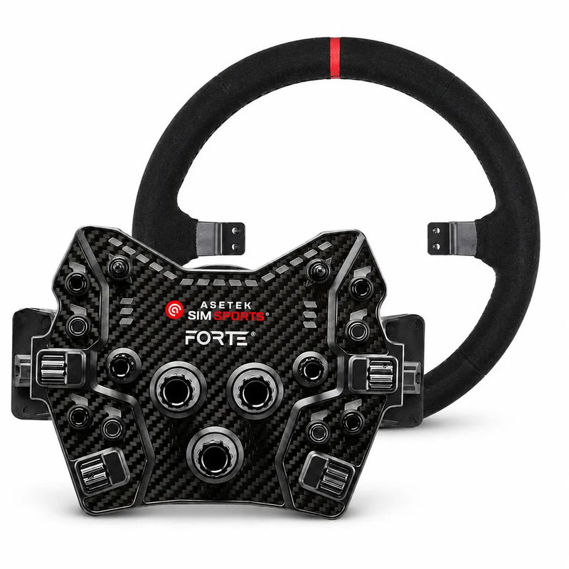 Asetek SimSports Forte GT Button Box (Black, Aluminum) – Forte GT Button Box + Dished Suede Rim