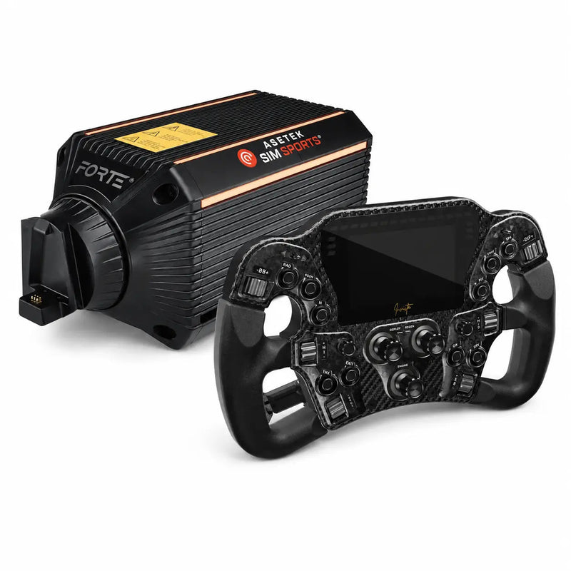 Asetek SimSports Forte 18Nm Wheel Base + Invicta Formula Wheel Bundle – Black / Carbon