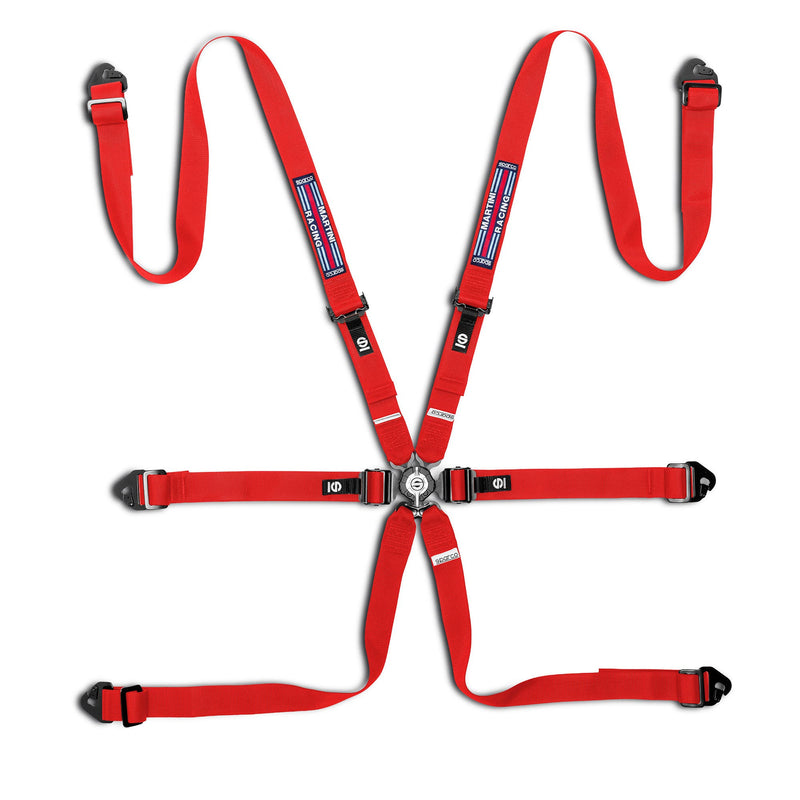 Sparco Competition H 6-Point Racing Harness - Martini Racing — Red