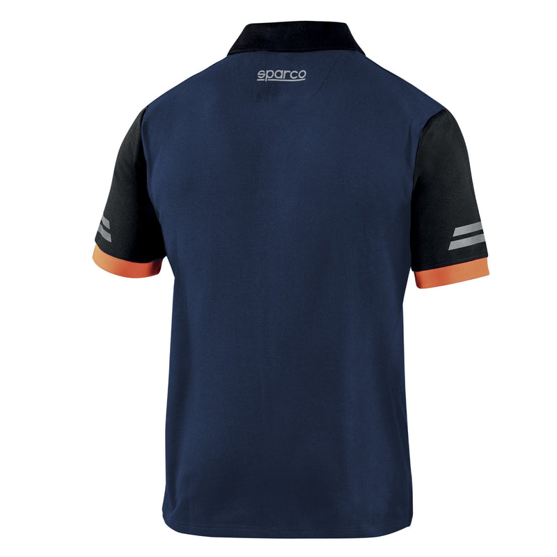 Sparco Tech Toledo Polo Shirt — navy blue/fluo orange