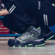 Sparco Allroad-H Leap Safety Shoes S3 ESD - Grey — Dark grey/Fluo green
