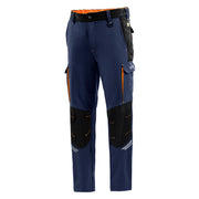 Sparco Tech Oregon Work Trousers — navy blue/fluo orange